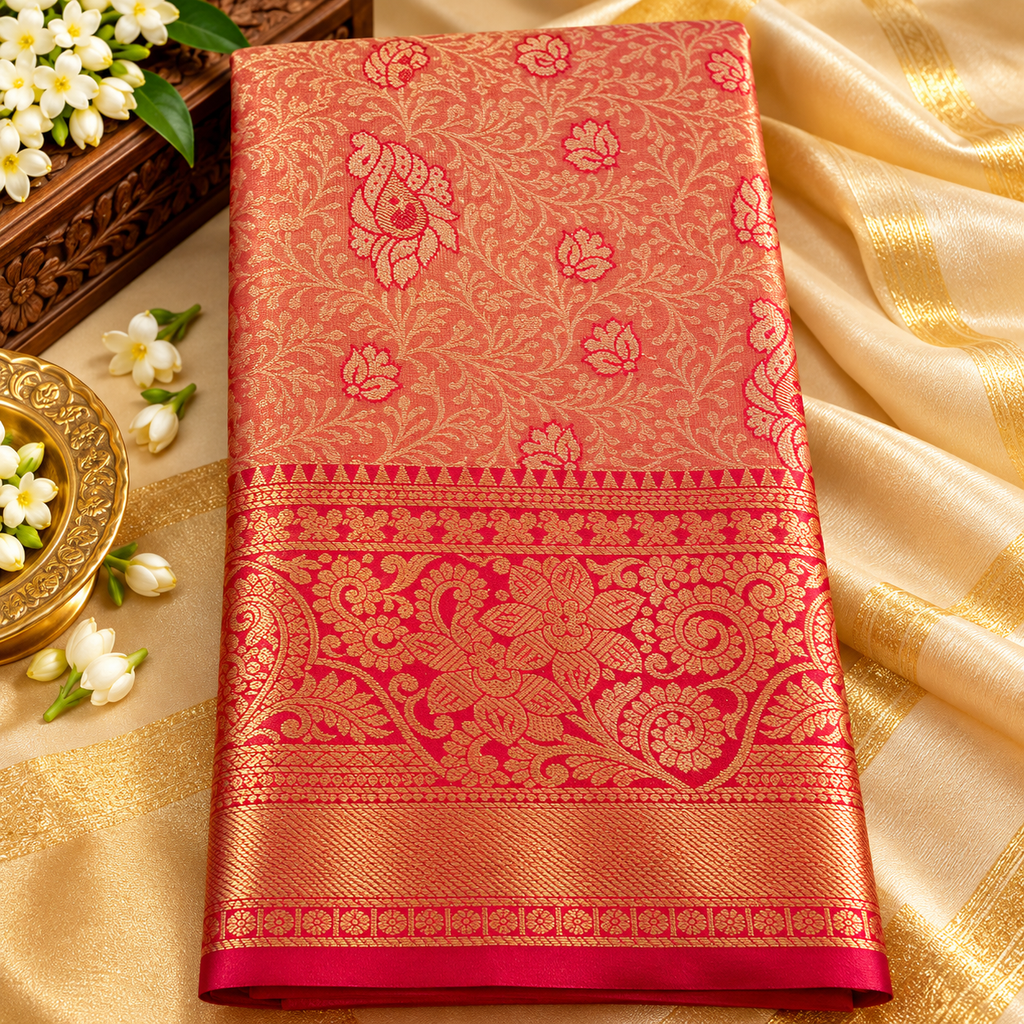 Golden silk saree