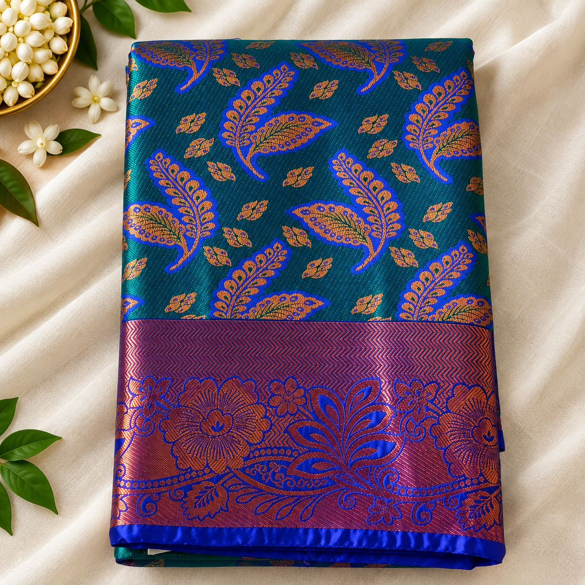 Royal Lavender Soft Silk Saree with Intricate Blue Zari Paisley Design