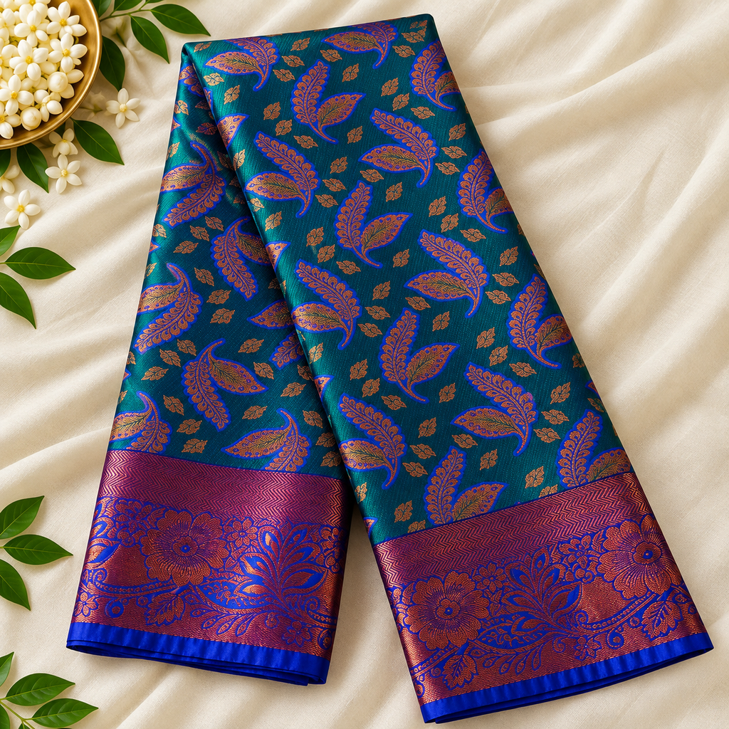 Royal Lavender Soft Silk Saree with Intricate Blue Zari Paisley Design