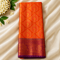 Bridal Orange & Gold Silk Saree with Rich Zari Paisley Border