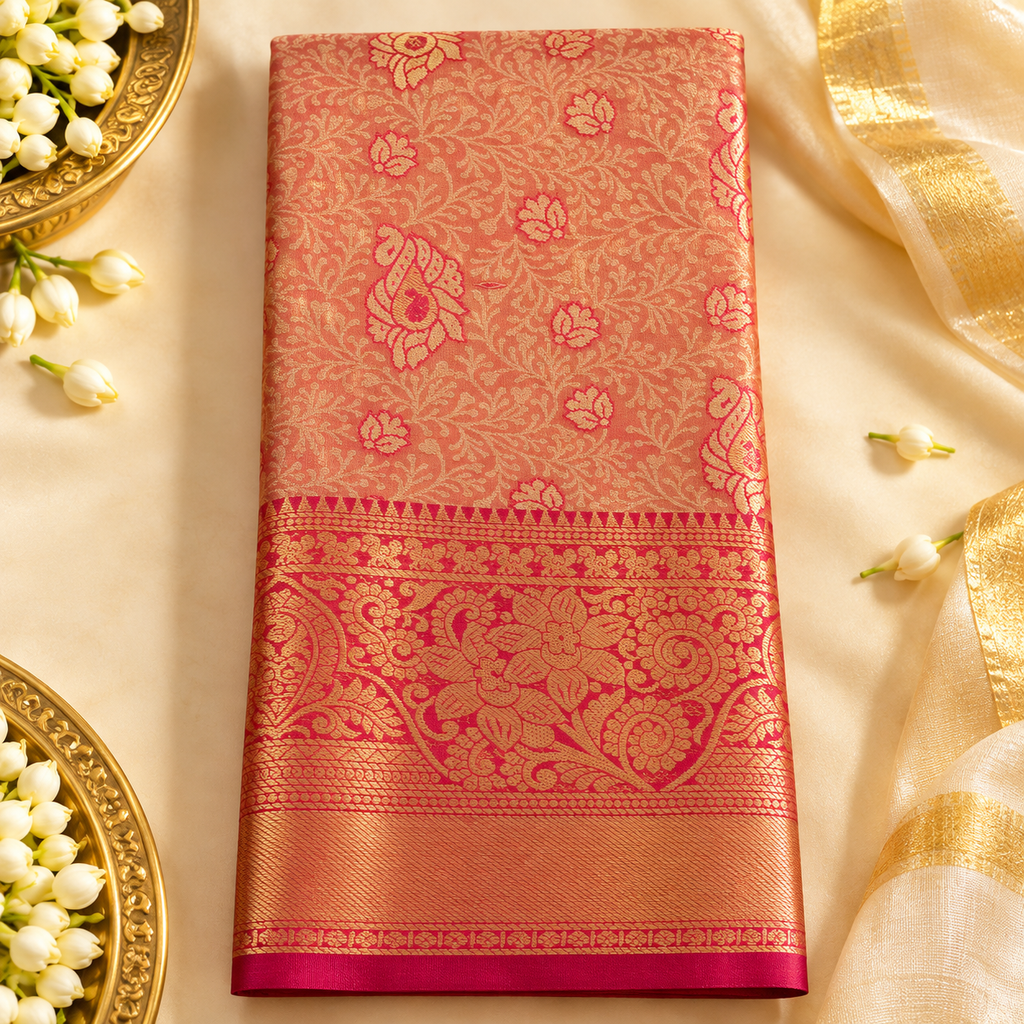 Golden silk saree