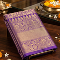 Elegant Royal Purple Kanchipuram Silk Saree with Gold Brocade